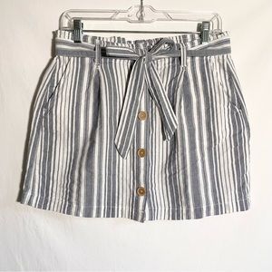 Sanctuary | Stripe Button Front Tie Belt Mini Skirt Pockets 100% Cotton Size S
